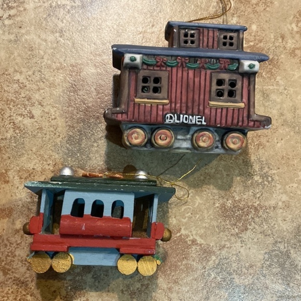 Lionel ceramic Train Car Christmas‎ tree ornament & wood ornament
